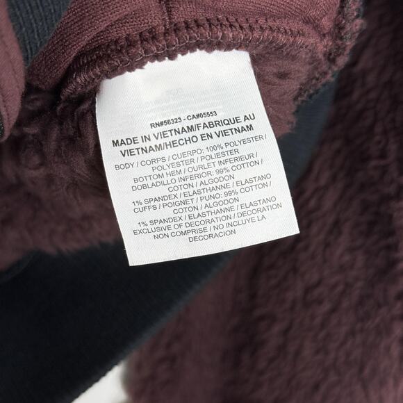 Nike Jacket Womens Medium Burgundy White Sherpa Fleece Bomber Full Zip Varsity - Picture 4 of 8